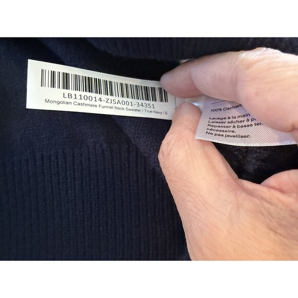 Quince Navy Mongolian Cashmere Funnel Neck Pullover Sweater Women's S - Picture 4 of 5